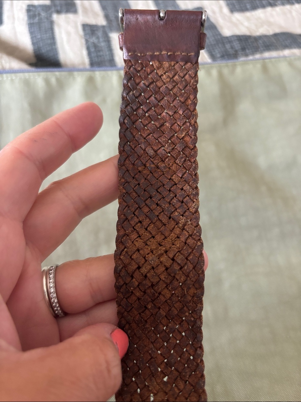 Vintage Fossil Watch, Braided / Woven Brown Leather with Silver Frame - Picture 4 of 4